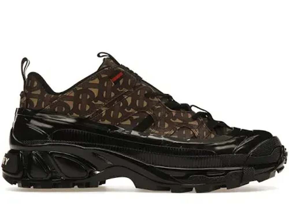 Burberry Arthur Monogram Print Black Bridle Brown Sneaker